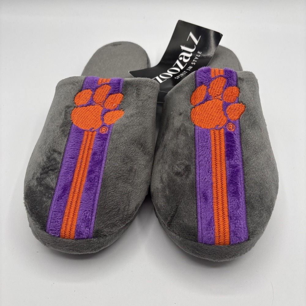 ZooZatz NCAA Clemson Tigers Men's Big Logo Team Color Slippers Size Med 9-10 New